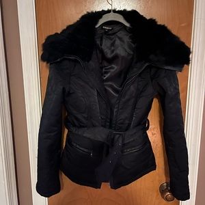 Medium Black Bebe Belted Winter Coat